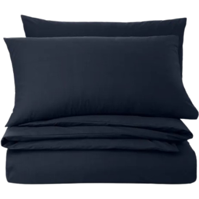Pure Cotton Plain Dye Duvet Cover - Luxe Navy