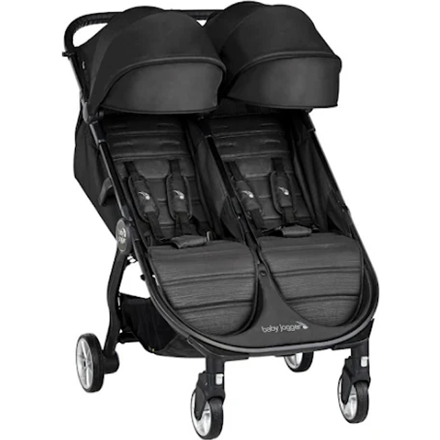 Baby Jogger, City Tour 2 dubbel syskonvagn, tvillingvagn för resor | lätt, vikbar och bärbar tvillingbuggy | pitch svart (svart)