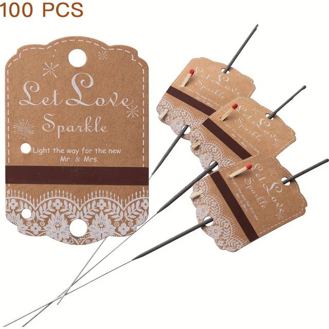TEMU 50pcs & 100pcs Rustic White Lace Wedding Sparkler Tags With Match Holder And Striker Exit Tags For Wedding
