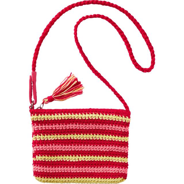 Benetton Kids' Crochet Tassel Crossbody Bag, Fuchsia