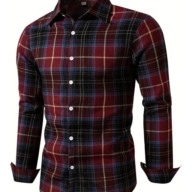 TEMU Men's Long Sleeve Button Up Shirt, Casual Comfy Shirt For Fall Winter