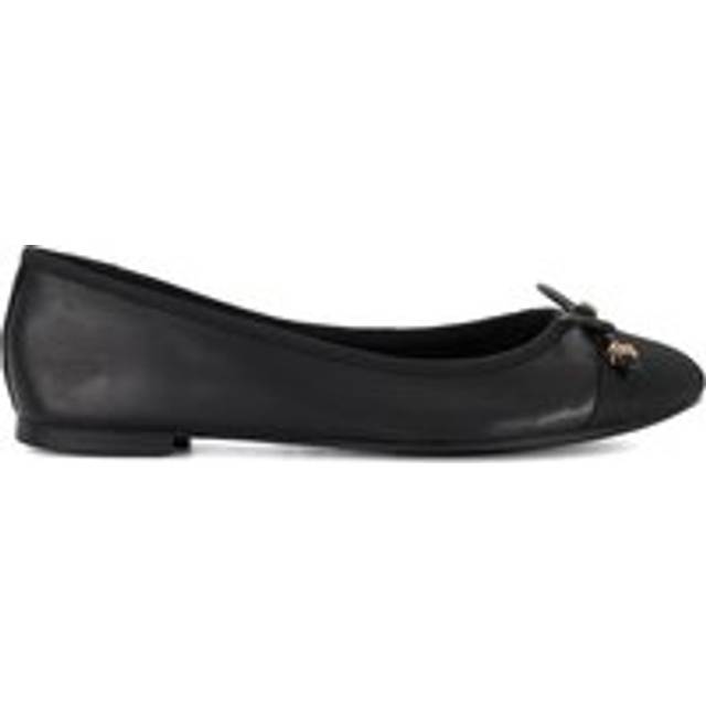 Dune London Hallo Wide Fit Leather Ballerina Pumps, Black