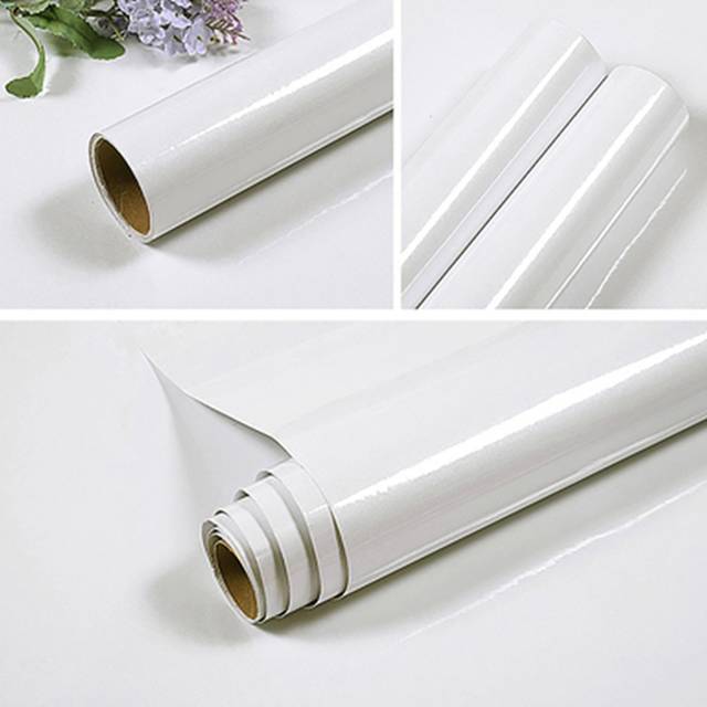 TEMU White Vinyl Wrap 61cmx5/10m, Sticky Back Plastic Roll Self Adhesive Wallpaper, Gloss Furniture Sticker Contact Paper For Kitchen Cupboards Worktop Hanging Decorative Tiles