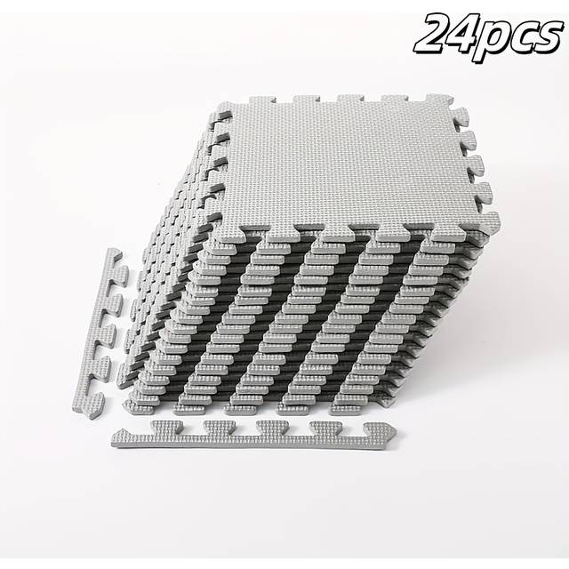TEMU 24pcs Eva Interlocking Exercise Mat, 30cm X 30cm X 1cm, Solid Color, Pattern, Customizable, Foam Fitness Mat For Yoga, Gym, Dorm, Living Room, Bedroo