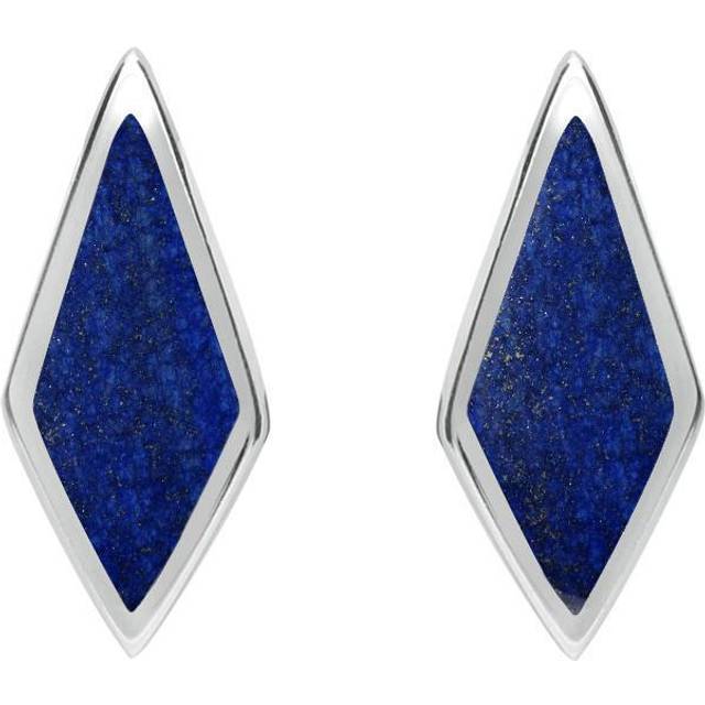 Sterling Silver Lapis Lazuli Diamond Shaped Stud Earrings