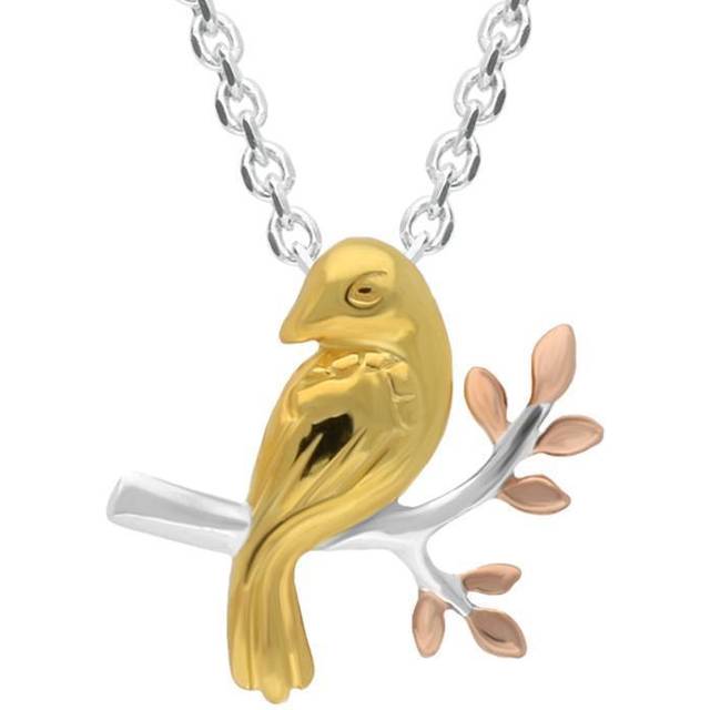 Yellow Rose Gold Sterling Silver Plated Bird Necklace - Option1 Value Silver