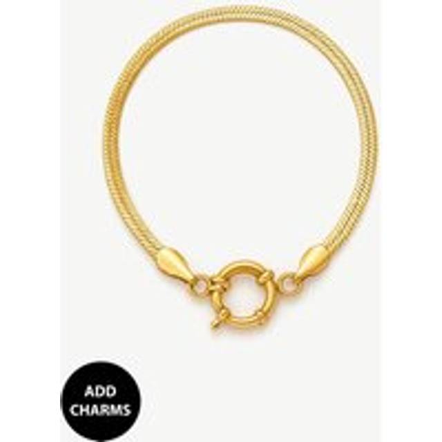 Womens 18k Gold Herringbone Chain Bracelet For Charms - Metallics - One Size