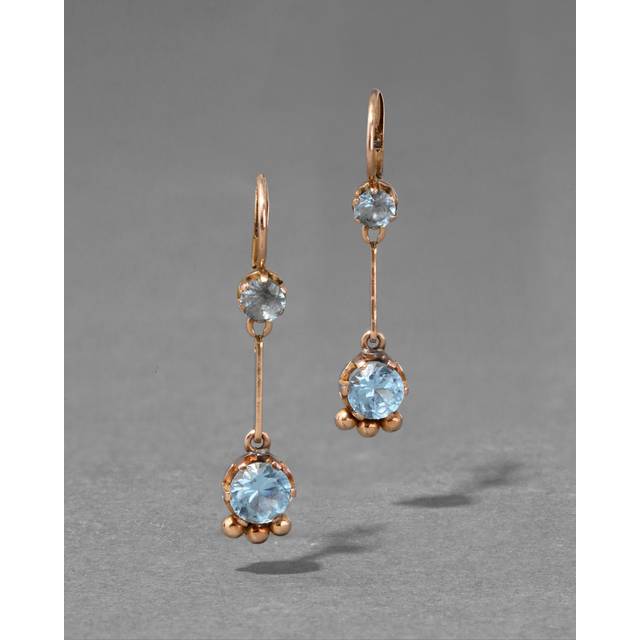 Alexis Bittar Antique 1920S 10K Gold With Topaz Drop Earrings in Blue | Statement Jewelry from Alexis Bittar (One Size)