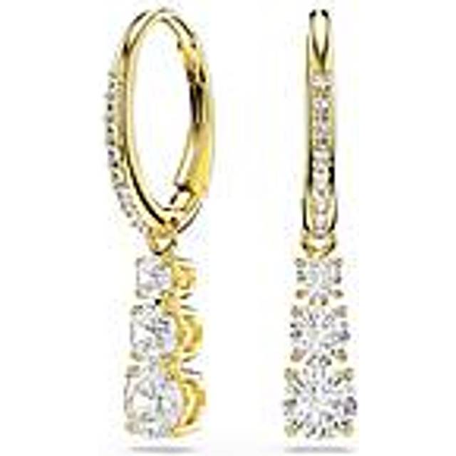 Swarovski Gold Stilla Attract Trilogy Round Cut Hoop Earrings