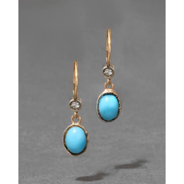 Alexis Bittar Antique 1920S 14K Gold With Persian & Diamond Earrings in Turquoise | Statement Jewelry from Alexis Bittar (One Size)