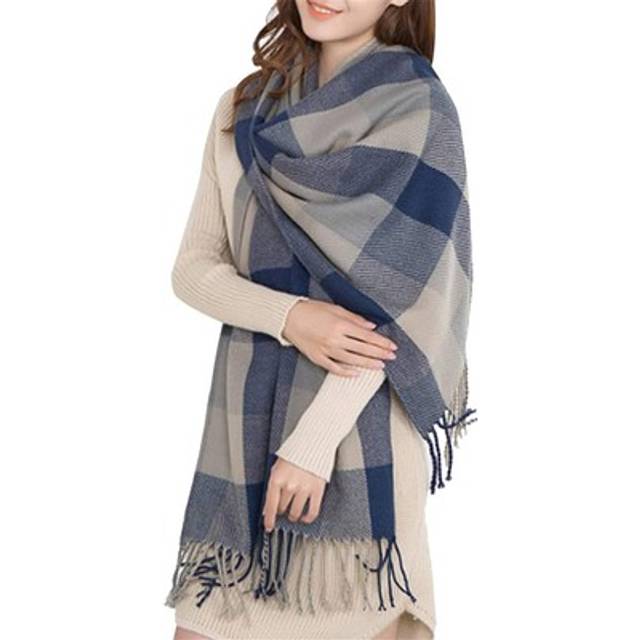 Miss lulu women scarves winter long soft warm tartan check wraps wool spinning