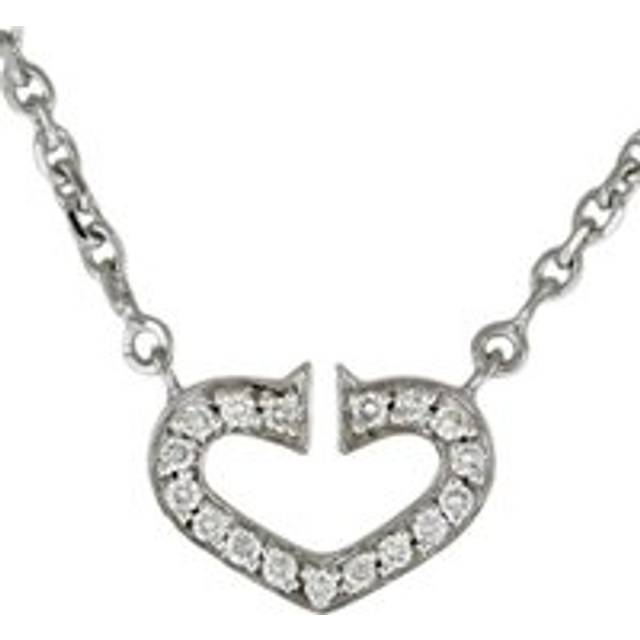 Womens Preloved Diamond Heart Pendant Necklace Wo - Silver - Grey - One Size