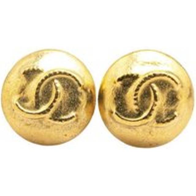 Womens Preloved Gold CC Logo Stud Earrings Wo - Metallics - One Size