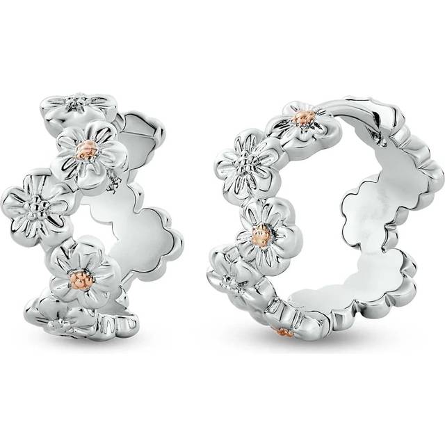 Clogau Nature's Wonder Sterling Silver Forget-Me-Not Huggie Hoop Earrings