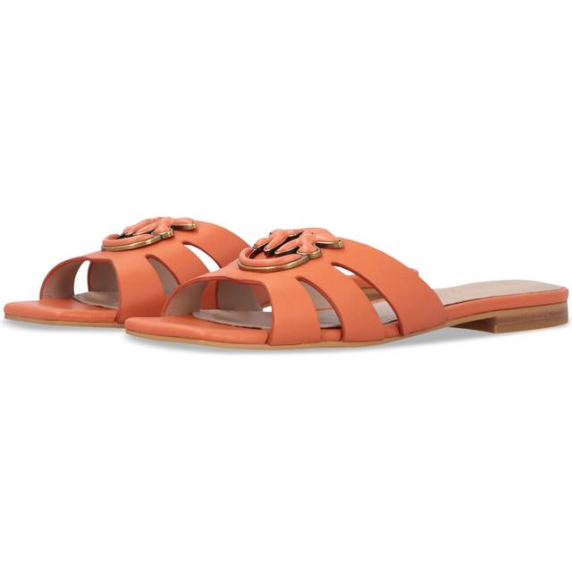 Pinko, Mules en cuir nappa à logo Love Birds, Blusher, 37