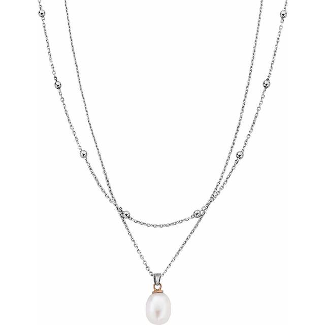 Nature's Wonder Sterling Silver Beachcomber Layered Necklace with Pearl