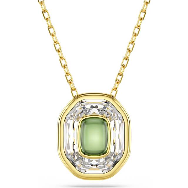 Chroma pendant, Octagon cut, Green, Gold-tone plated - OS