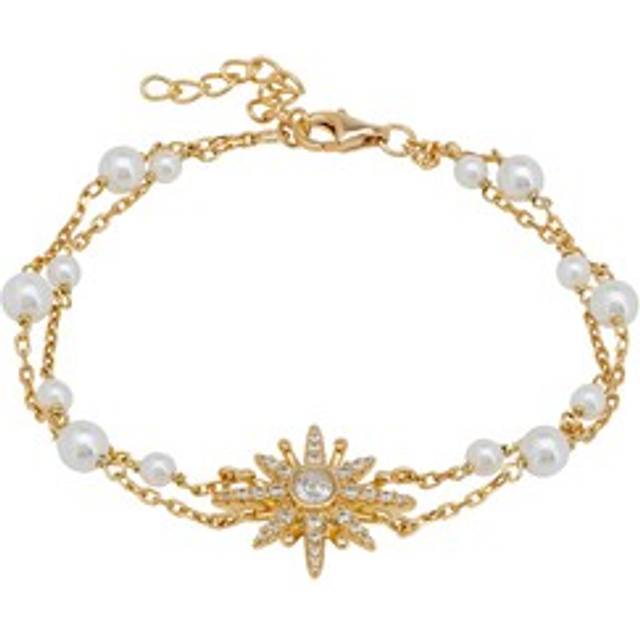 Snow Queen Double Strand Pearl Bracelet Gold - White - One Size
