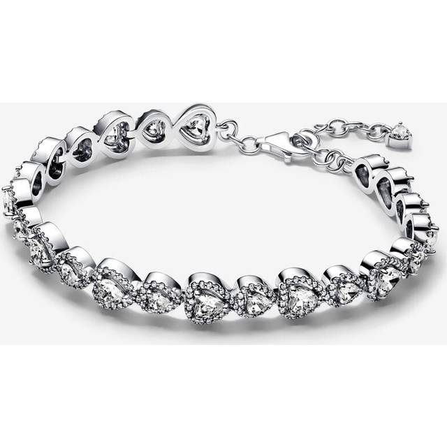 Pandora Halo Hearts Bracelet - Sterling silver / Cubic zirconia - Sz. 18 cm - Clear