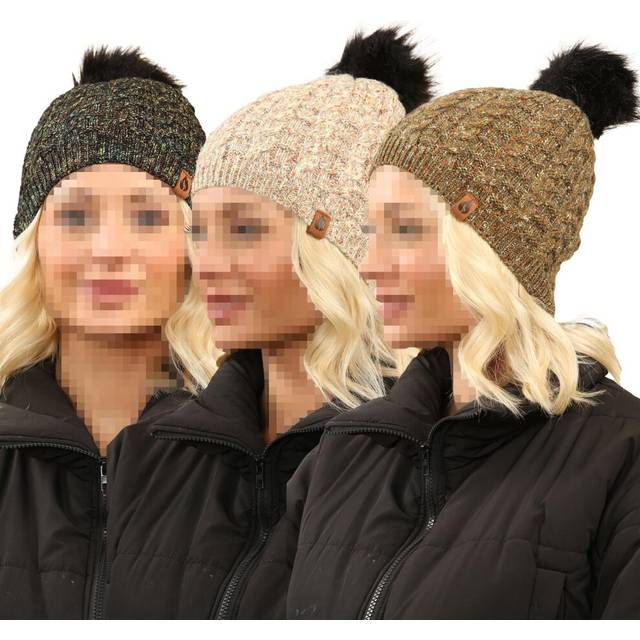A2z ladies hats cable knit bobble beanie pom pom winter warm soft cosy caps