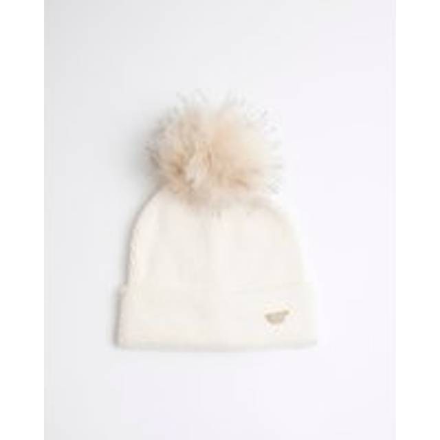 River Island Girls Oversized Pom Pom Beanie - Cream, Cream, Size 5-8 Years - 5-8 YEARS