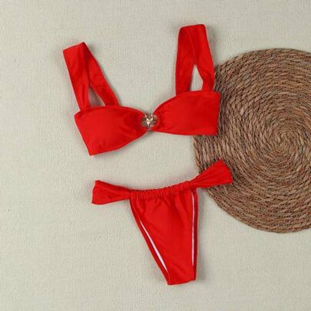 SHEIN Fashionable Women&#39;s Metal Starfish Decor Sexy Bikini Set Summer