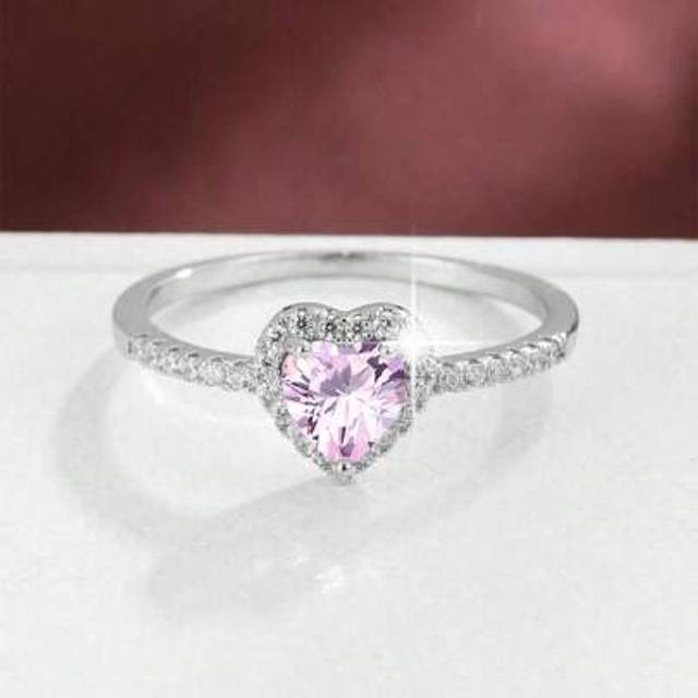 SHEIN 1PC Sparkling December Birthstone Stackable Heart Zirconia Rings For Women 925 Sterling Silver Retro Party Birthday Ring Fashion Fine Jewelry Birthday