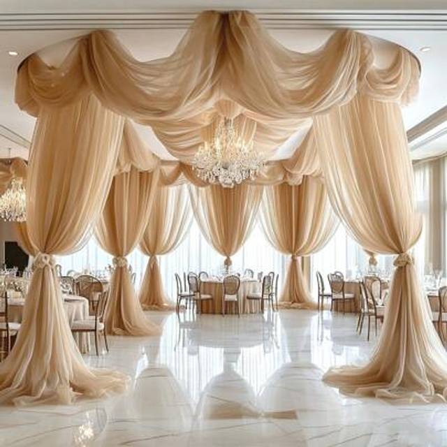 SHEIN 1 Piece, Champagne Colored Wedding Arch Curtain, Transparent Chiffon Curtain, Transparent Fabric Curtain, Suitable For Ceremonies, Engagements, Hangin