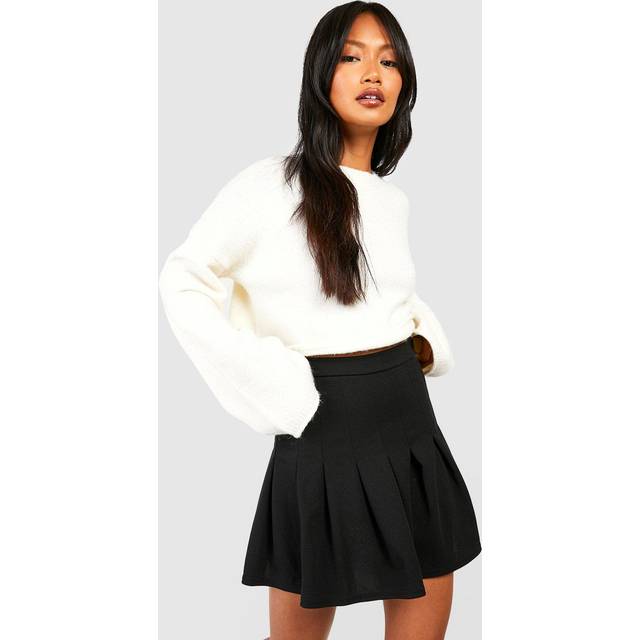 Womens Jersey Pleated Tennis Skirt - Black - 12