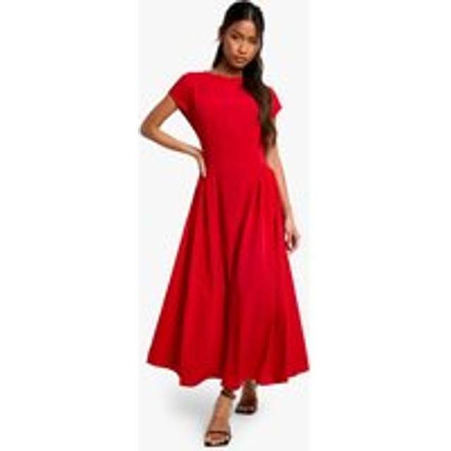 boohoo Women's Textured Volume Skirt Midaxi Dress | Size: 16 - Red