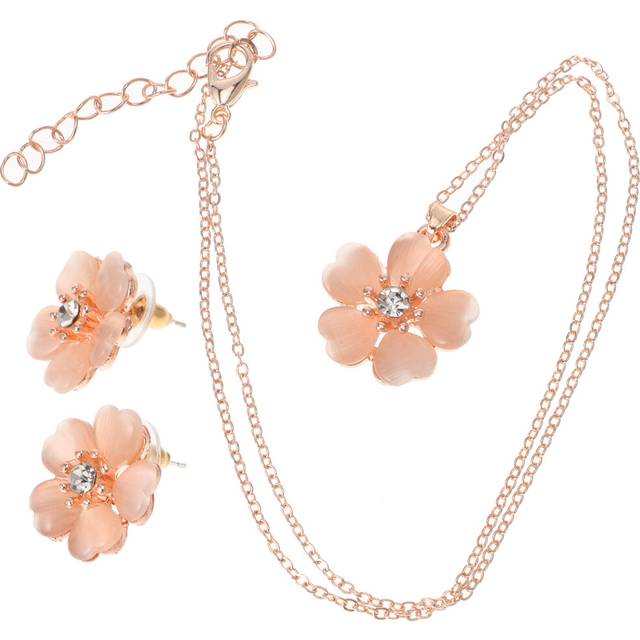Plum blossom earring necklace set bride miss flower girl jewelry handmade