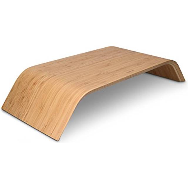 kalibri Computer Monitor Wood Stand - Universal Desk Monitor Holder - Desktop Dock Wooden Mount Display Riser for iMac PC TV Notebook Laptop - Bamboo