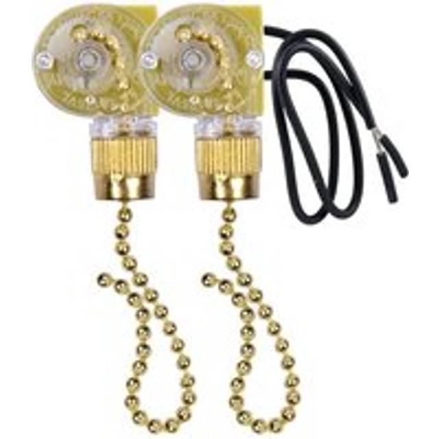 Ceiling Fan Light Switch ZE-109 Two-Wire with Pull Cords for Fans Lamps 2Pcs Gold