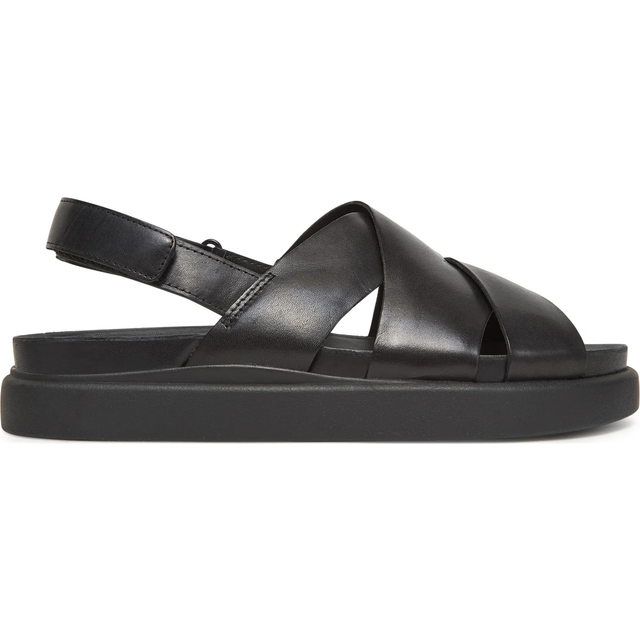 Clarks Aristella Sun Crossover Leather Flat Sandal - Black, Black, Size 4, Women