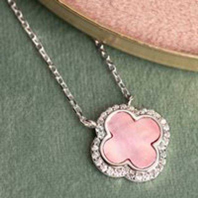 John Greed Signature Silver Pink Pearl & CZ Necklace For Women - pink/silver