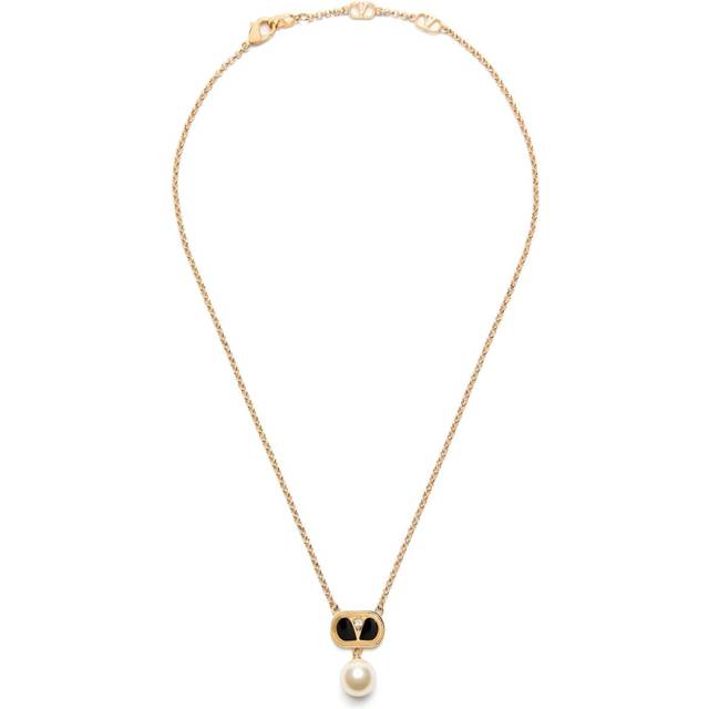 Valentino Garavani - Ovalette necklace - women - Crystal/Gold Plated Metal/Enamel/Swarovski Crystal Pearl - One Size