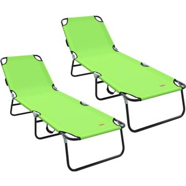 vidaXL Hopfällbar solstol 2 st Portabel Grön 600D Oxford Tyg
