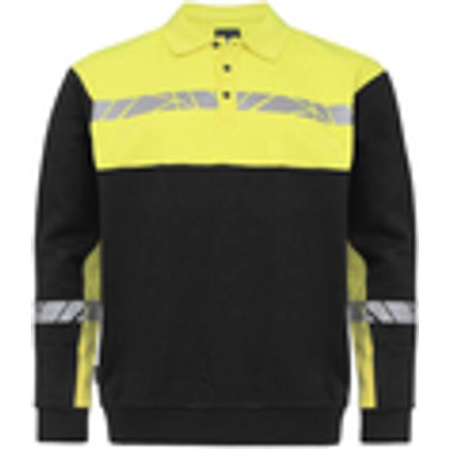 (XL, Black/Yellow) Projob Mens Progression Hi-Vis Polo Sweatshirt