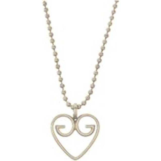 Womens Preloved Heart Pendant Necklace GG Interlocking Wo - Silver - Grey - One Size