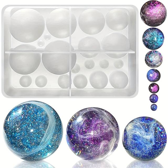 TEMU 1pc 20 Grids Sphere Ornament Silicone Mold For Resin, Round Ball Resin Orbs Silicone Mold For Jewellery Making Home Desk Decoration