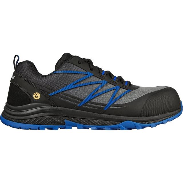 (UK 7.5, Black/Blue) Skechers Work 200046EC/GYRD PUXAL Mens Safety Trainers Grey/Red