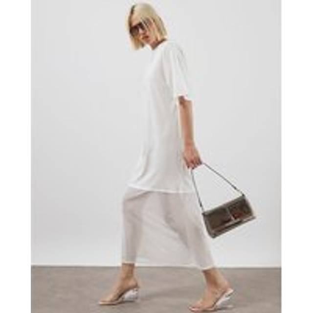 River Island Womens White Mesh Hybrid T-Shirt Midi Dress - XL