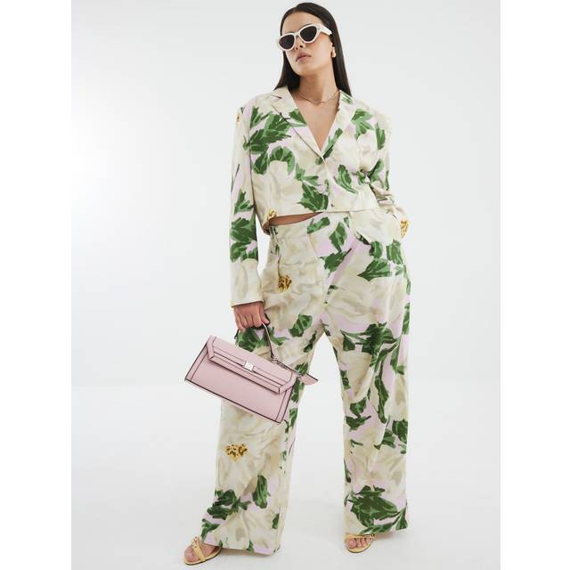 River Island Womens Pink Floral Wide Leg Trousers - 14R
