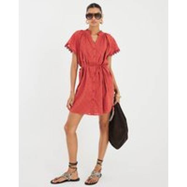 River Island Womens Red Short Sleeve V-Neck Mini Dress - 20