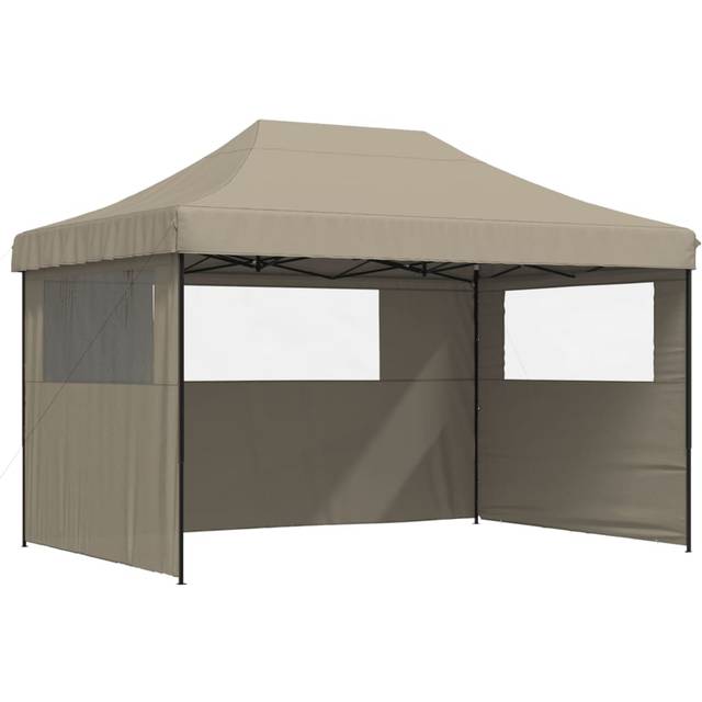 Pop-Up hopfällbart partytält med 3 sidoväggar taupe