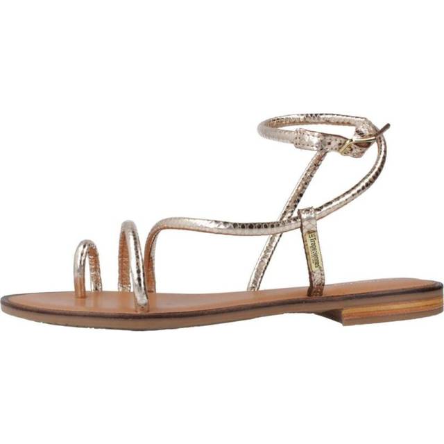 Hatrio Toe-Post Sandals in Leather with Flat Heel - Gold-Coloured - 40 (6.5)