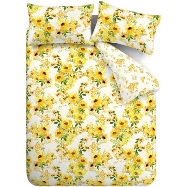 (Super King, Yellow) Catherine Lansfield Sunflowers Duvet Cover Set Bedding Bed Set Quilt Cover