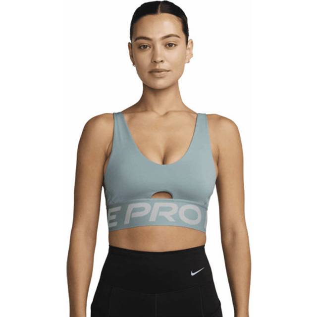Nike Pro Indy Plunge Women's Medium-Support Padded Sports Bra - Green - Polyester/Elastane