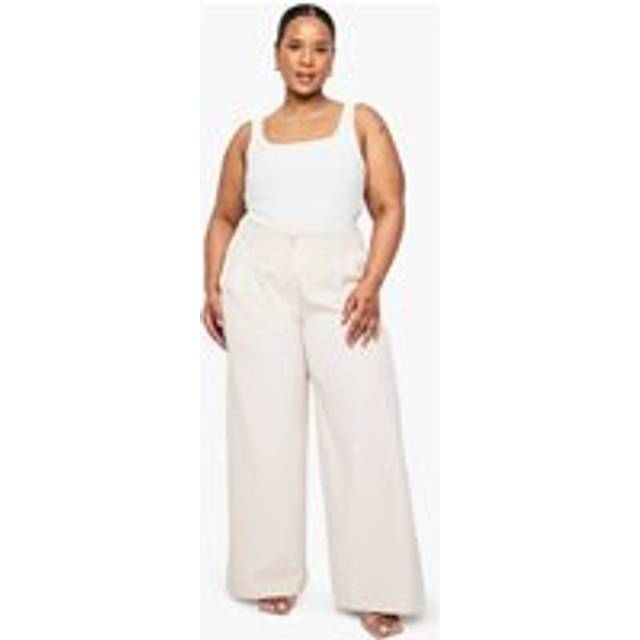 Womens Plus Woven Tailored Straight Leg Trouser - Light Stone - 18