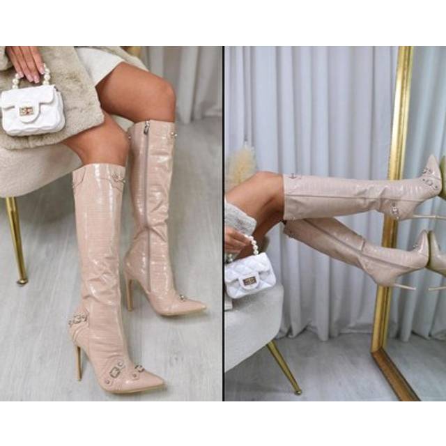 Ikrush high heeled boots boots point high heel knee high length regular fit
